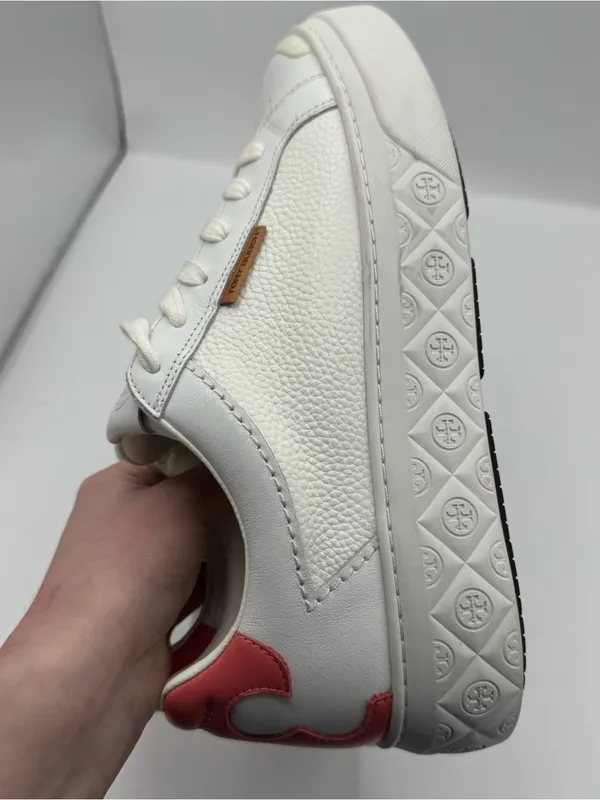 Tory‎ Burch Ladybug Platform Sneakers Titanium White/Washed Berry size 9.5 luxe - Image 3