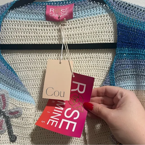 NEW NWT Rose Carmine Garden Party Bolero Cardigan Sweater Multi Floral - Image 12