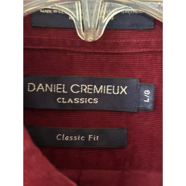 Daniel Cremieux Classics Burgundy Corduroy Button Down Shirt L Classic Fit Red - Image 2