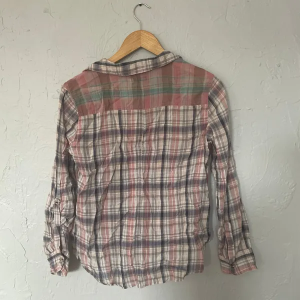 BDG Urban Outfitters‎ Pink Blue Button up Plaid Shirt Top Small Preppy Outdoors - Image 3