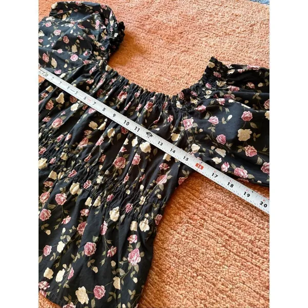 Celebrity Pink Floral Off Shoulder Top XL Puff Sleeve Cotton - Image 3