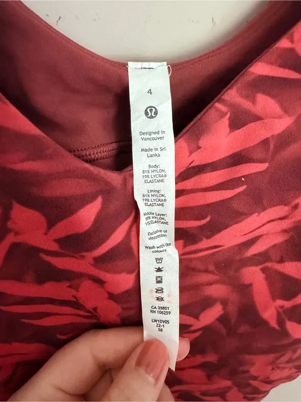 Lululemon Align Cropped Tank Top Spray Leaf Fireside Red Multi Size 4 - Image 4