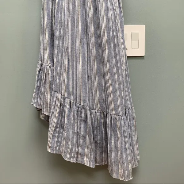LoveShackFancy Pamela Midi Dress Asymmetrical One Shoulder Blue M - Image 5