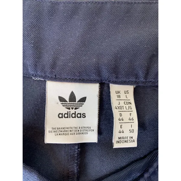 Adidas Blue Sz Large Three Stripe Pants Pockets Twill - Image 7