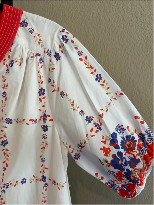 Entro Garden Floral Babydoll Mini Dress in Tomato Size S - Image 5