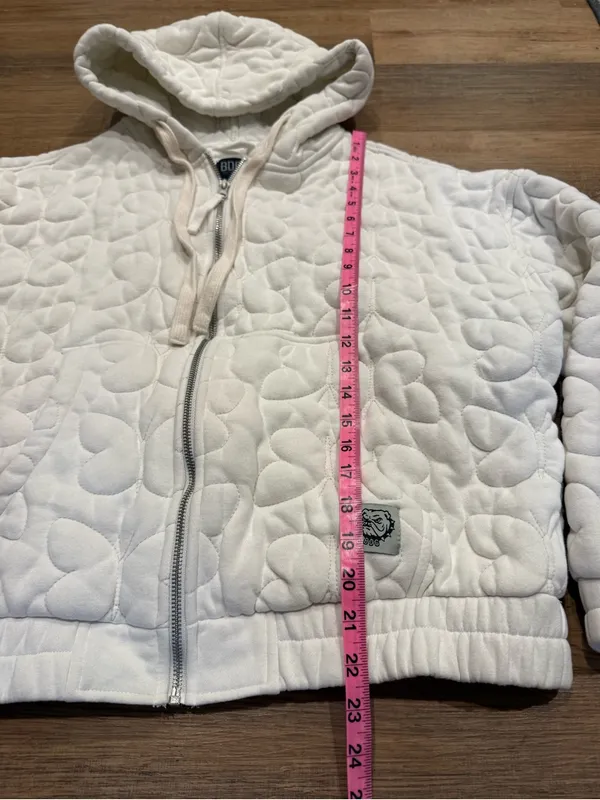 BDG Cream Quilted Hooded Zip-Up Sweatshirt - Image 10