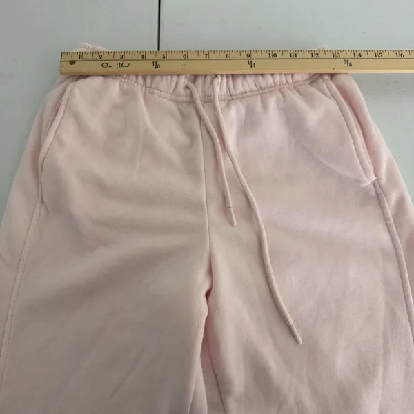 Pink Wide Leg Sweatpants Drawstring Joggers Fleece Medium Loungewear‎ Baggy - Image 8
