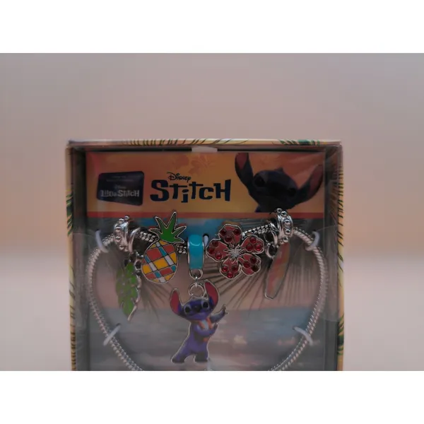 Disney Womens‎ Lilo Stitch Live Action Silver Tone Tropical Charm Bracelet NIB - Image 6