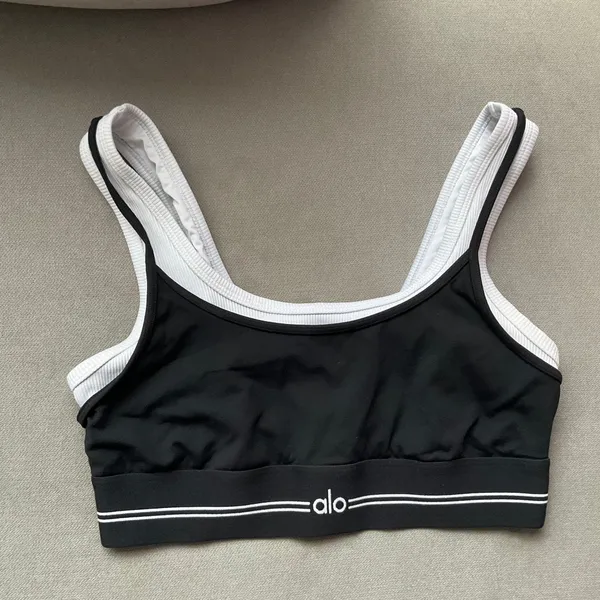 Alo Yoga Airbrush Better Together Bra Black/White M - Image 2