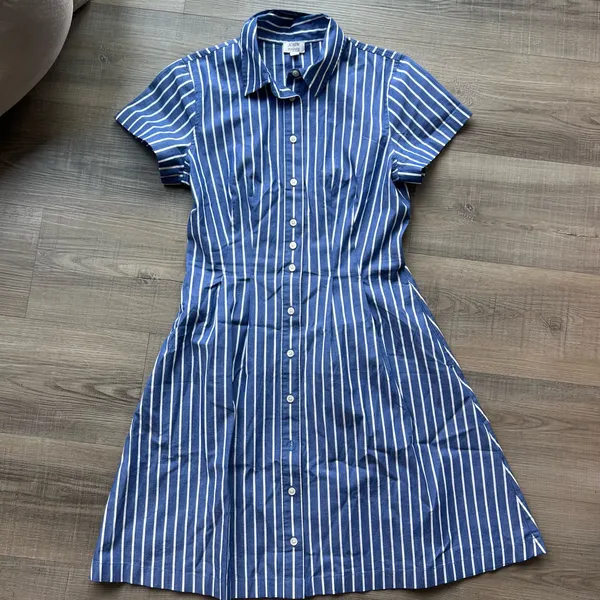 J. Crew Striped poplin pleated shirt-dress - Image 3