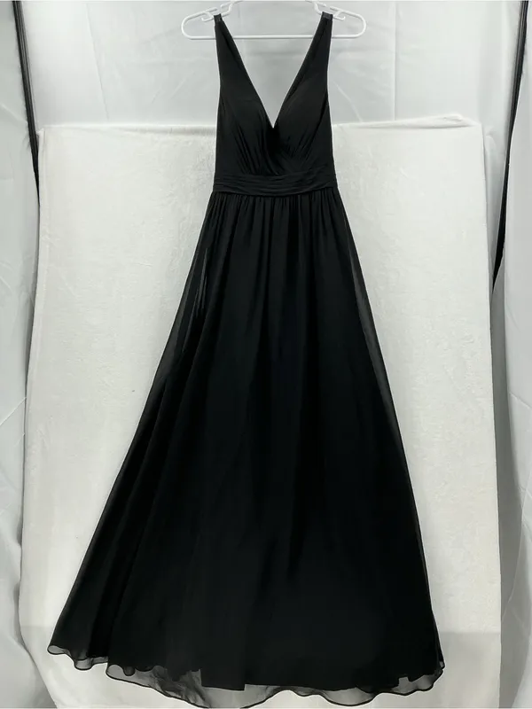 Azazie Black V-Neck Chiffon Maxi Dress 975 - Image 2