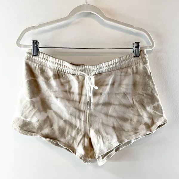 Z Supply Cotton High Rise Tie Dye Lounge Shorts White Gray Medium - Image 2