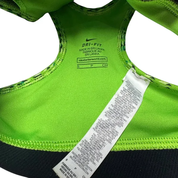 Nike Pro Dri-Fit Racerback Sports Bra Neon Green Black White Small - Image 7