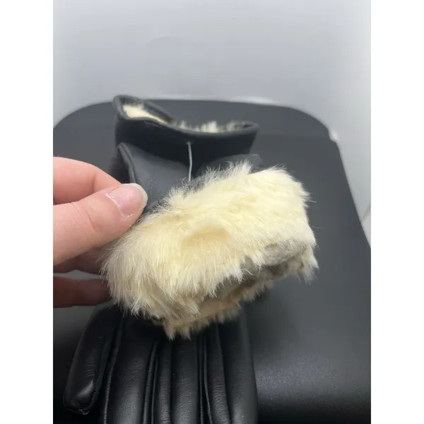 Vintage Black Women's‎ Gloves With Rabbit Fur Size 8 - Image 6