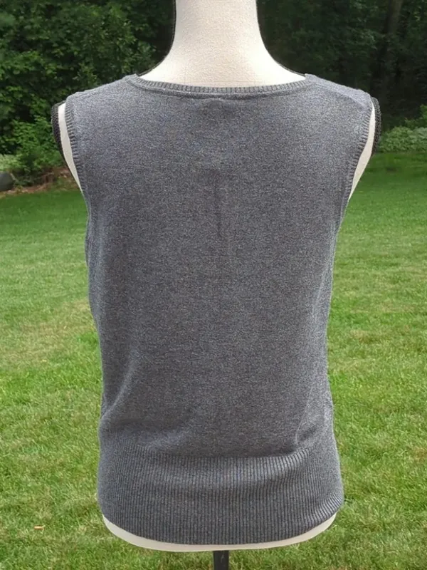Leo & Nicole Sleeveless Sweater | Gray Sweater Vest | Gray Sweater Tank - Image 4