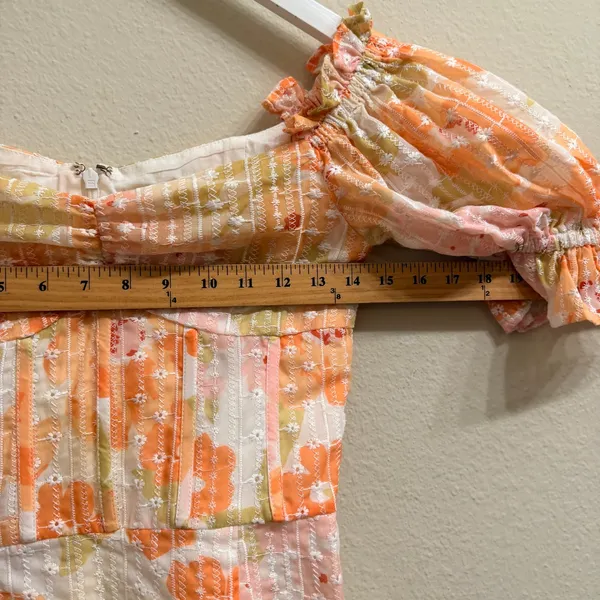 Sabo Skirt Genevive Corset Floral Mini Dress Size Small Offshoulder Ruffle Coquete - Image 12