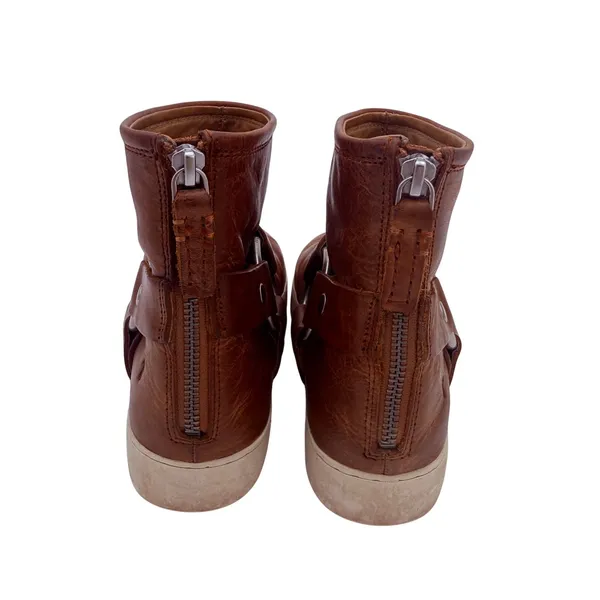 Frye Women's Lena Brown Leather Harness Moto Deco Bootie Boots Size 7.5 - Image 6