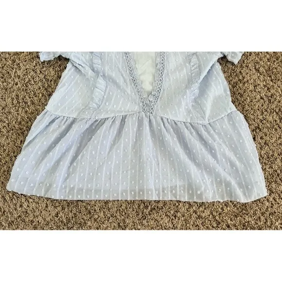 NWOT Women's sky blue chiffon‎ boho short sleeve shirt size small - Image 5