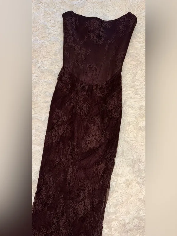 NEW House Of CB LARRA Bitter Chocolate Lace Corset Midi Dress sz XS - Image 6
