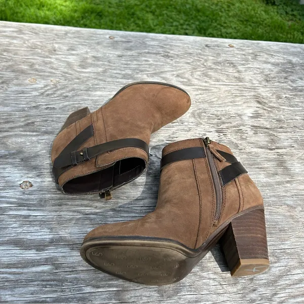[Franco Sarto] Brown Leather‎ Side Zip Heeled Ankle Boots size 7.5 - Image 7