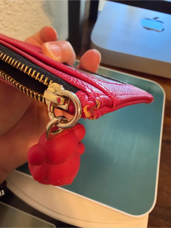 Tous Red Embossed Saffiano Card Pouch with Charm - Image 7