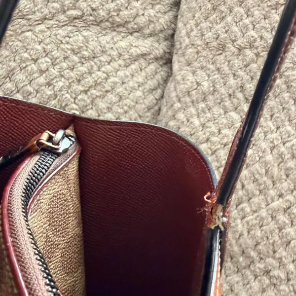 Coach Field Tote 30 Pebbled Leather Cognac Burgundy - Image 8
