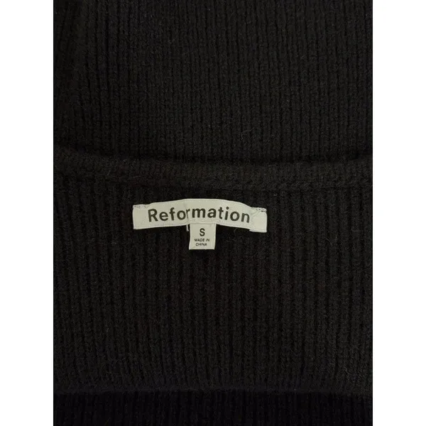 Reformation Women Top Black Julia Ribbed Sweater Tank Cashmere Square Neck Small - Image 3