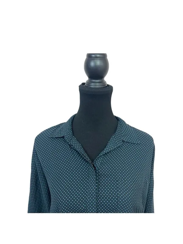 Ann Taylor LOFT Black Blue Polka Dot 3/4 Sleeves Blouse Pullover Sz M Career - Image 4