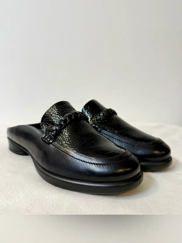 ECCO Sculpted Luxury Braided Mule Black/Black Patent Size 39 - Image 3