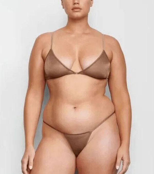 SKIMS Sparkle Glissenette Front Close Triangle Bralette Tan Brown Chai 3X NWT - Image 9