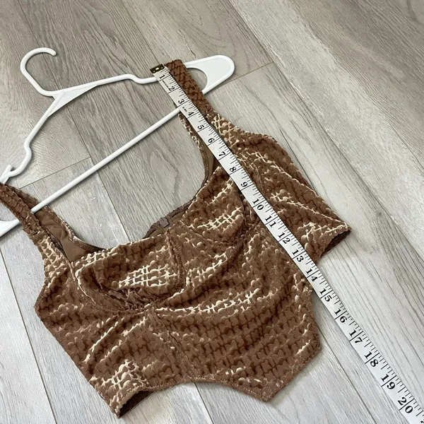 Skims Velvet Corset Tank Top logo crop womens Brown (medium) going out party - Image 5