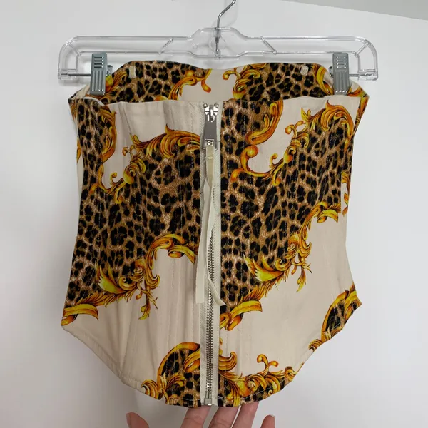 MIAOU X Urban Outfitters Perrie Corset Top Leopard Womens XS - Image 4
