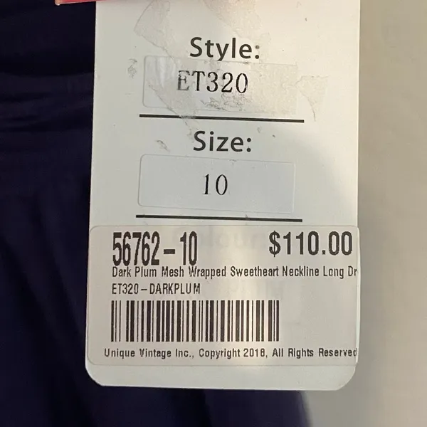 Unique Vintage Maxi Dress Sz 10 Formal Occasion Dark Plum Mesh Sweetheart - Image 6
