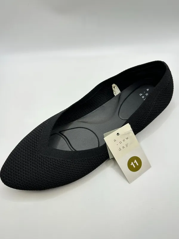 NWT A New Day Black Knit Pointed Toe Ballet Flats 11 Clean Girl Minimalist - Image 3