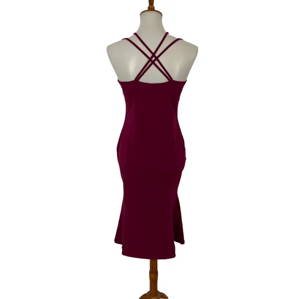 ASOS Plum Midi Dress 6 Sleeveless Bodycon Cocktail Wedding Guest‎ - Image 5