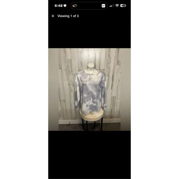 Tie Dye Lounge Set Womens Medium Gray White Sweatshirt Jogger Set Cozy - Image 6