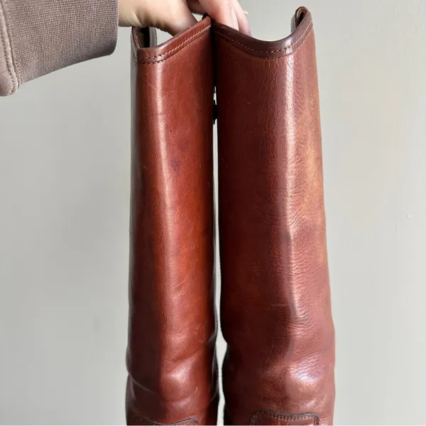 Frye Melissa Button Brown Leather Cognac Tall Riding Boots, Women’s Size 7 - Image 3