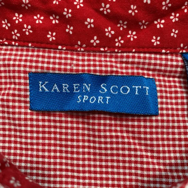 Vintage Karen Scott Red Gingham Christmas Shirt Snowman Reindeer Large Cabincore - Image 6