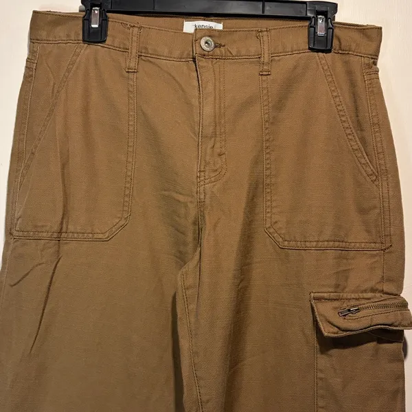 Kensie- Brown Wide Leg Cargo Style Pants Large Front Pockets Casual- Size 8 - Image 6