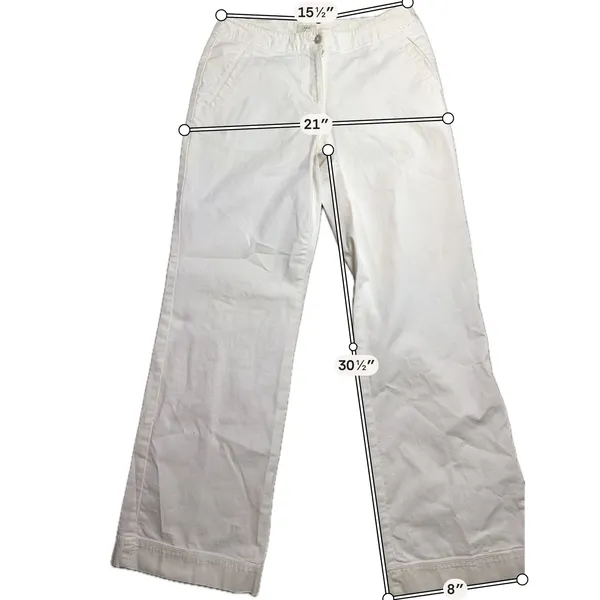 J. Jill White Cotton Straight Leg Trousers Pants Womens Size‎ 4 Casual Classic - Image 3