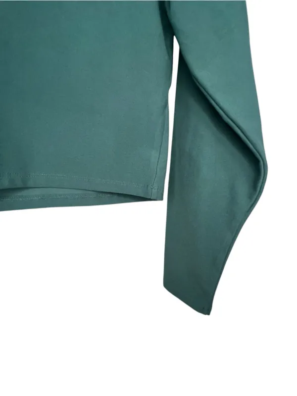 Abercrombie & Fitch Soft A&F Collection Green Cropped Fitted Long Sleeve T-Shirt - Image 3