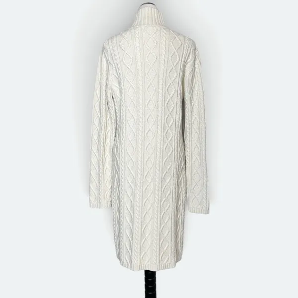 Vintage Cable Knit Longline Cardigan Jacket XL Wool Blend Zip Cottagecore Y2K - Image 7