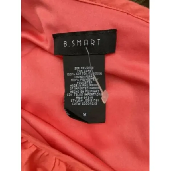 B Smart One Bare Shoulder Ruffle Belted Fully lined Mini Dress Coral Size 8​​​‎ - Image 3