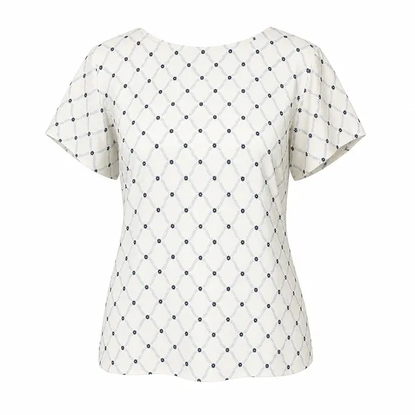 Ann Taylor Womens Blue White Floral Trellis Keyhole Back Blouse Top Size M SP26 - Image 2