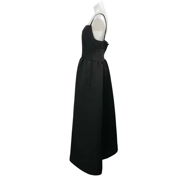 Amsale Black Sleeveless Square Neck Cami Tank Square Neck A Line Maxi Dress 14 - Image 2