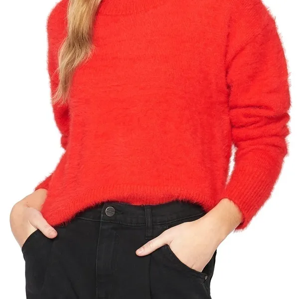 Sanctuary Popover Red Crewneck Sweater Top Blouse v6x - Image 2
