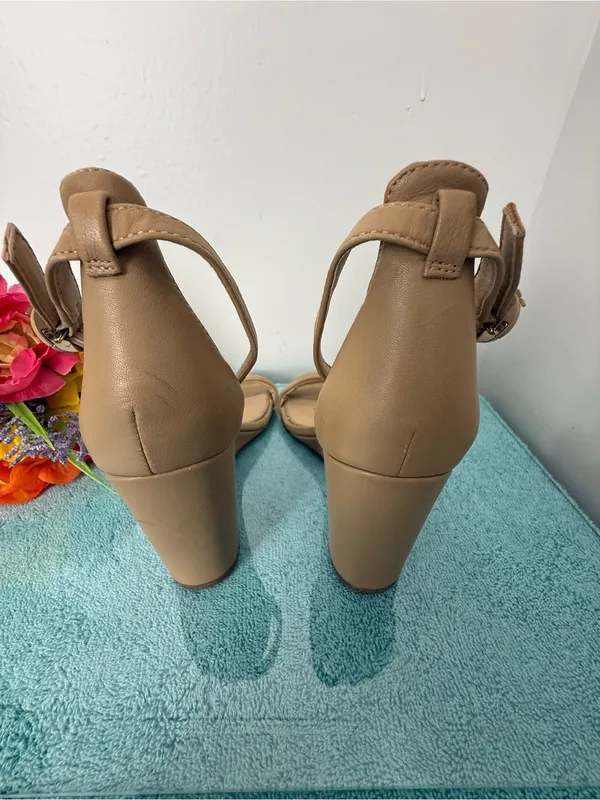 Sam Edelman Beige Nude Ankle-Strap Heeled Sandals - Image 6