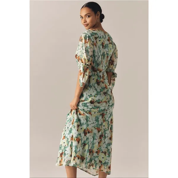 By Anthropologie Short-Sleeve V-Neck Slip Midi Dress-NWT - Image 6