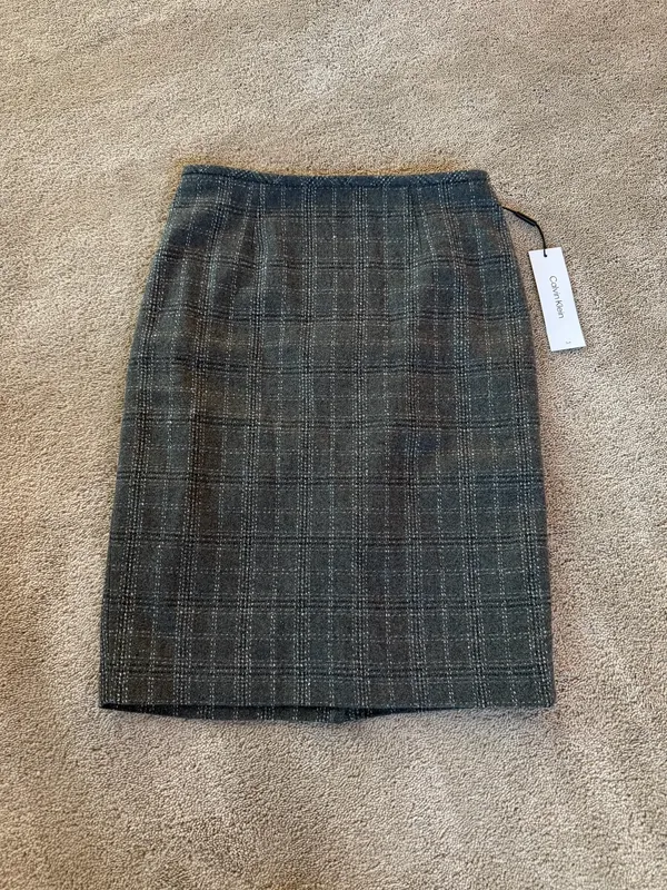 Calvin Klein Gray Plaid Pencil Skirt Size 2 NWT - Image 2