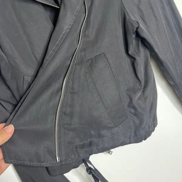 Abercrombie & Fitch Gray Drape Moto Cargo Utility bomber Jacket - Image 5